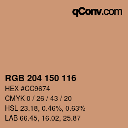 カラーコード: RGB 204 150 116 | qconv.com