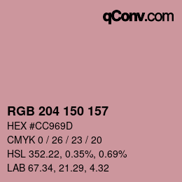 Color code: RGB 204 150 157 | qconv.com