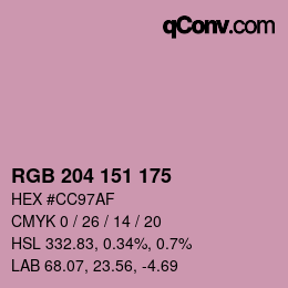 Color code: RGB 204 151 175 | qconv.com