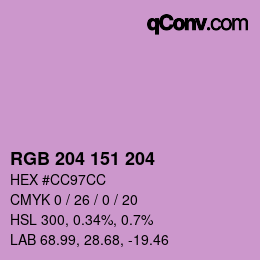 Color code: RGB 204 151 204 | qconv.com