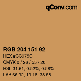 Color code: RGB 204 151 92 | qconv.com