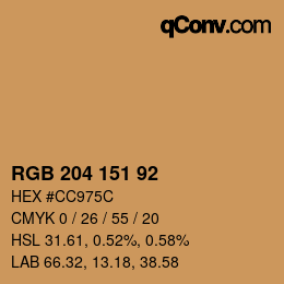 Color code: RGB 204 151 92 | qconv.com