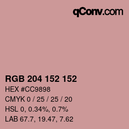 カラーコード: RGB 204 152 152 | qconv.com