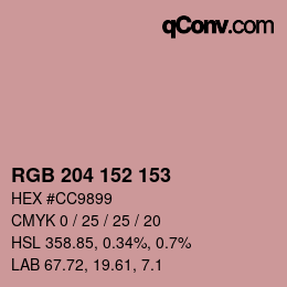 カラーコード: RGB 204 152 153 | qconv.com