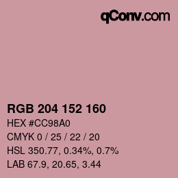Color code: RGB 204 152 160 | qconv.com