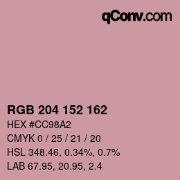 Color code: RGB 204 152 162 | qconv.com