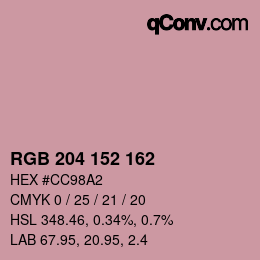 カラーコード: RGB 204 152 162 | qconv.com