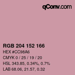 Color code: RGB 204 152 166 | qconv.com