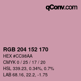 Color code: RGB 204 152 170 | qconv.com