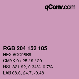 カラーコード: RGB 204 152 185 | qconv.com