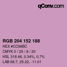 Color code: RGB 204 152 188 | qconv.com