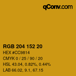 Color code: RGB 204 152 20 | qconv.com