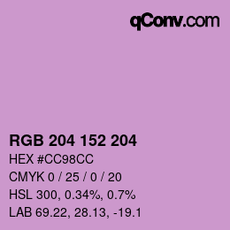 Color code: RGB 204 152 204 | qconv.com