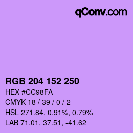 カラーコード: RGB 204 152 250 | qconv.com