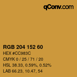 カラーコード: RGB 204 152 60 | qconv.com