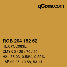 Código de color: RGB 204 152 62 | qconv.com