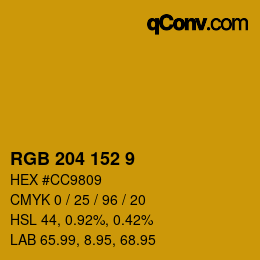カラーコード: RGB 204 152 9 | qconv.com