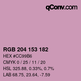 颜色代码: RGB 204 153 182 | qconv.com