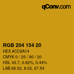Color code: RGB 204 154 20 | qconv.com