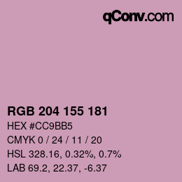 カラーコード: RGB 204 155 181 | qconv.com