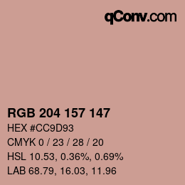 カラーコード: RGB 204 157 147 | qconv.com