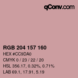 Color code: RGB 204 157 160 | qconv.com