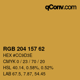 颜色代码: RGB 204 157 62 | qconv.com