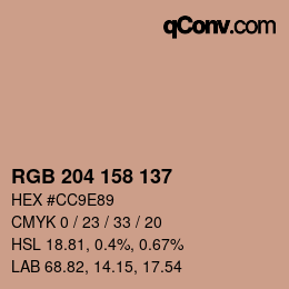 Color code: RGB 204 158 137 | qconv.com