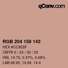 カラーコード: RGB 204 158 143 | qconv.com