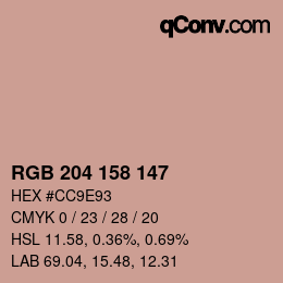 Color code: RGB 204 158 147 | qconv.com