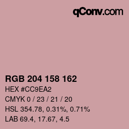 颜色代码: RGB 204 158 162 | qconv.com