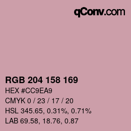 颜色代码: RGB 204 158 169 | qconv.com