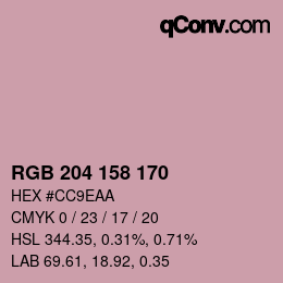 颜色代码: RGB 204 158 170 | qconv.com