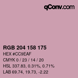 颜色代码: RGB 204 158 175 | qconv.com