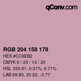 颜色代码: RGB 204 158 178 | qconv.com