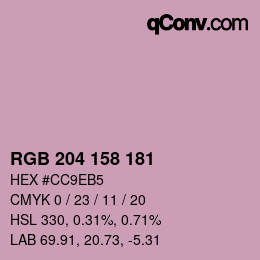颜色代码: RGB 204 158 181 | qconv.com