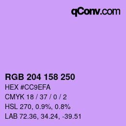 颜色代码: RGB 204 158 250 | qconv.com