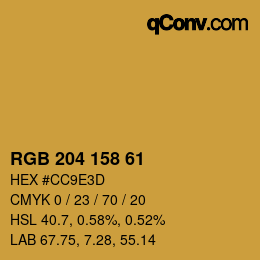 颜色代码: RGB 204 158 61 | qconv.com