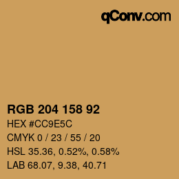 颜色代码: RGB 204 158 92 | qconv.com