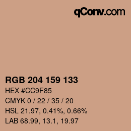 颜色代码: RGB 204 159 133 | qconv.com