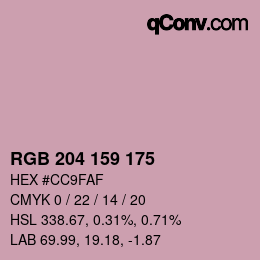 カラーコード: RGB 204 159 175 | qconv.com