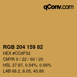 Código de color: RGB 204 159 82 | qconv.com