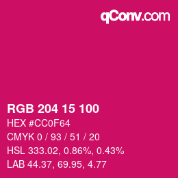 Color code: RGB 204 15 100 | qconv.com
