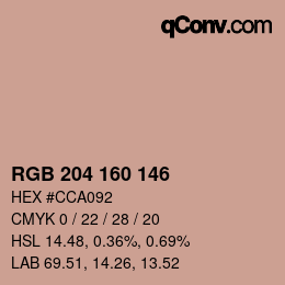 カラーコード: RGB 204 160 146 | qconv.com