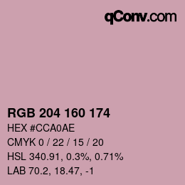 Color code: RGB 204 160 174 | qconv.com