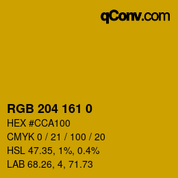 カラーコード: RGB 204 161 0 | qconv.com