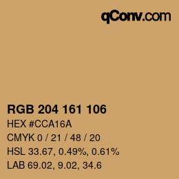 Color code: RGB 204 161 106 | qconv.com