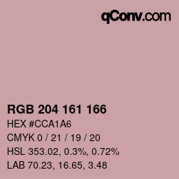 Color code: RGB 204 161 166 | qconv.com