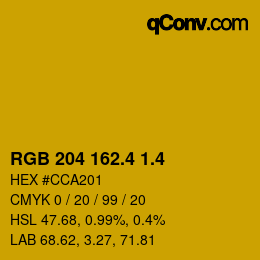 カラーコード: RGB 204 162.4 1.4 | qconv.com