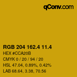 カラーコード: RGB 204 162.4 11.4 | qconv.com